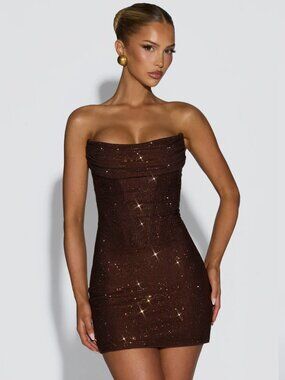 NWT Babyboo Mirabella Mini Dress in Plum Brown - M